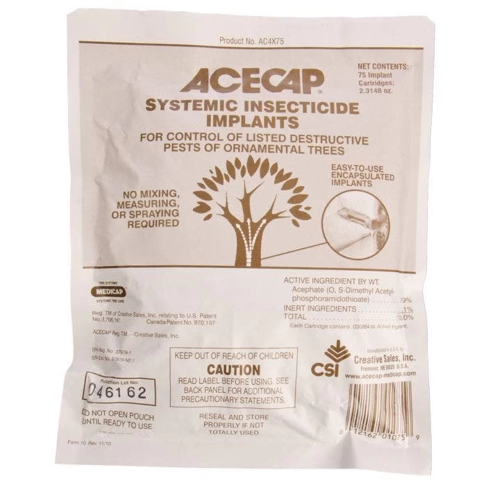 AceCap Insecticide Systemic Implants 3/8in Diam 75 Per Pack 3 AceCap Insecticide Systemic Implants 3/8in Diam 75 Per Pack