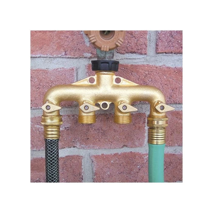 4-Way Brass Water Splitter/Shut Off Valve 4 4-Way Brass Water Splitter/Shut Off Valve - Image 2