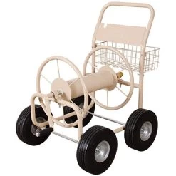 Hose Reel Wagon By A.M. Leonard, 4 Wheel Flat Free Tires, 300ft Hose Capacity, Lifetime Warranty