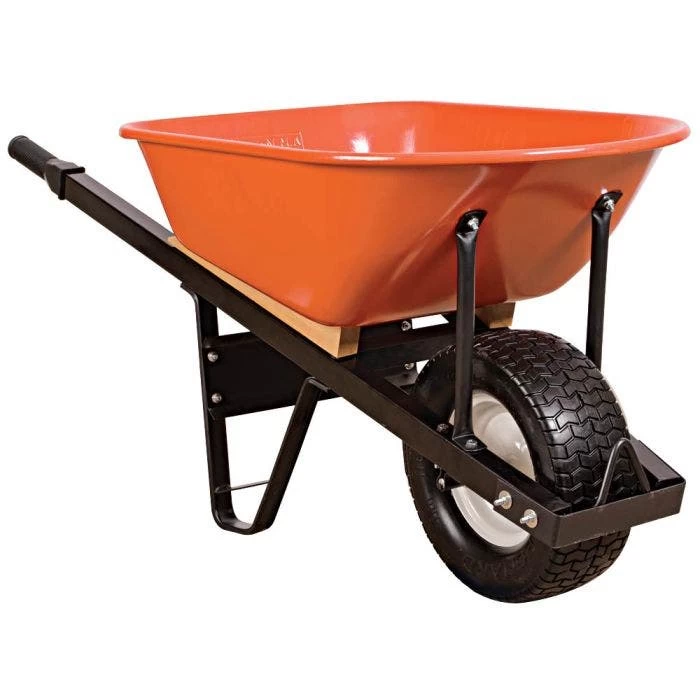 Leonard 6 Cubic Foot Orange Steel Tray Wheelbarrow With Steel Handles And Flat Free Tires 3 Leonard 6 Cubic Foot Orange Steel Tray Wheelbarrow With Steel Handles And Flat Free Tires