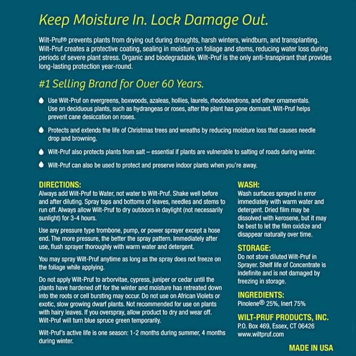 Wilt-Pruf Anti-Transpirant Plant Protection 1 Gallon Concentrate 4 Wilt-Pruf Anti-Transpirant Plant Protection 1 Gallon Concentrate - Image 2