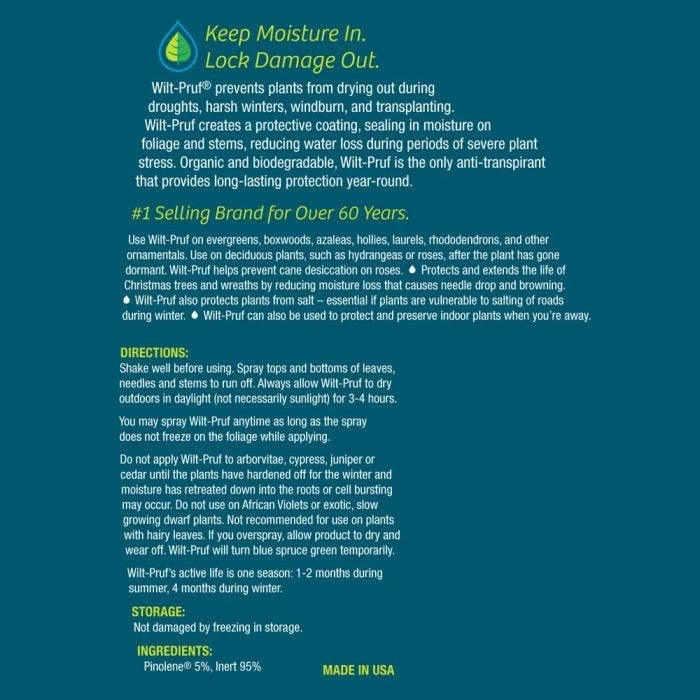 Wilt-Pruf Anti-Transpirant Plant Protection 32oz. Ready To Use Spray 4 Wilt-Pruf Anti-Transpirant Plant Protection 32oz. Ready To Use Spray - Image 2